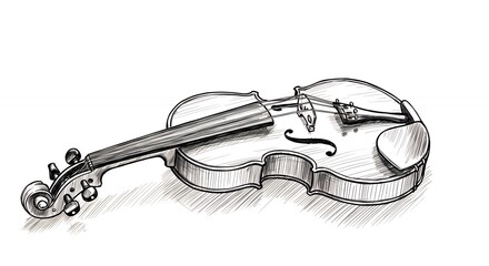 Obraz premium Detailed grayscale violin sketch