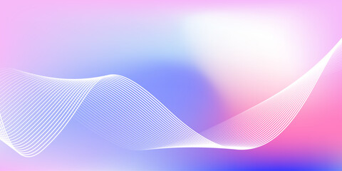 Abstract blue and pink gradient background with shining lines waves. Minimalist pastel color background for banner, poster, cover, brochure, flyer, website