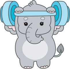 Cute Elephant vector icon. Funny baby Elephant animal series stock illustration. Life of fluffy Elephant designs.
