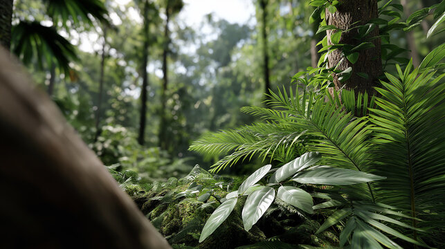 Tropical Rainforest Ecosystem with Diverse Flora and Fauna
