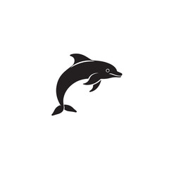 Naklejka premium image of a dolphin, logo, black and white, graphics, vector 