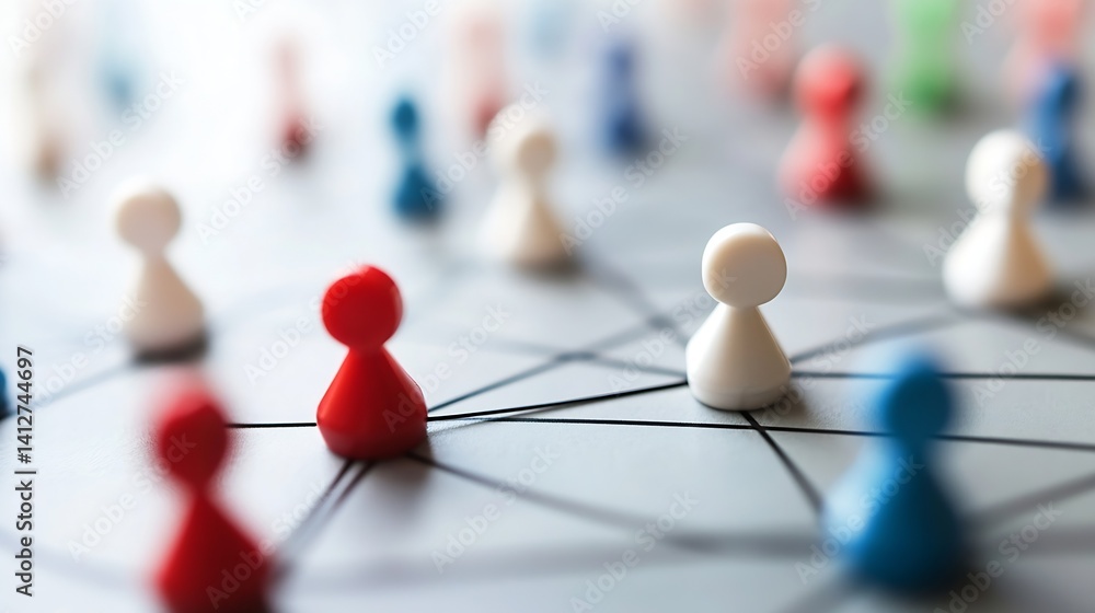 Poster colorful game pieces representing connection and community for networking and engagement : generativ