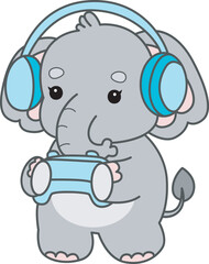 Cute Elephant vector icon. Funny baby Elephant animal series stock illustration. Life of fluffy Elephant designs.
