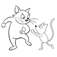Fototapeta premium coloring page cat and mouse fight