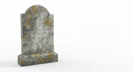 Weathered stone tombstone isolated background