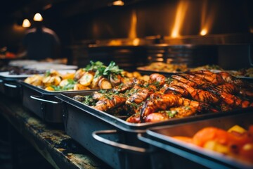 close up of a buffet food