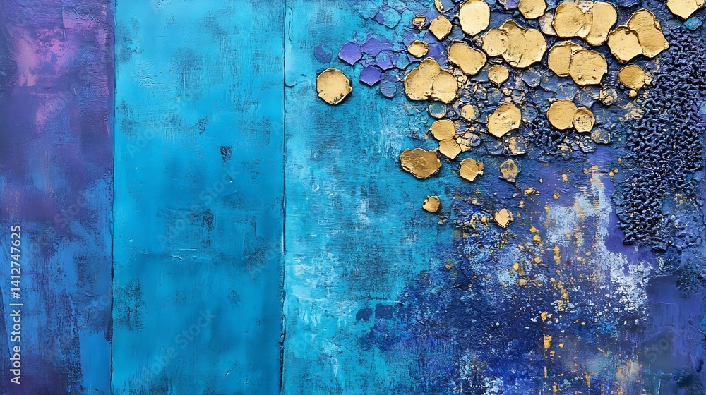 Aufkleber abstract blue and gold texture with creative pattern in modern art style : generative ai