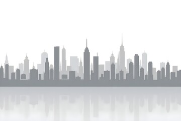 Fototapeta premium Minimalist City Skyline with Skyscrapers and Clean Copy Space