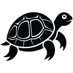Turtle animal black and white silhouette illustration vector