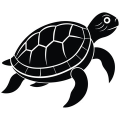 Turtle animal black and white silhouette illustration vector