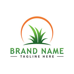 Lawn care logo design template vector