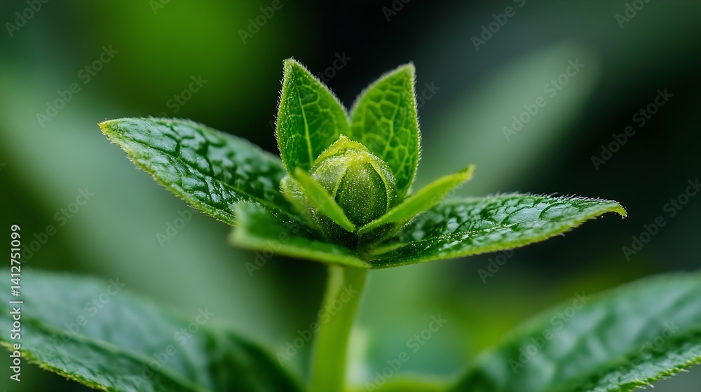 Poster close up of fresh green leaves emerged from nature in a garden setting : generative ai