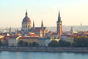 Naklejka premium Historic Skyline of a European Capital with Space for Branding