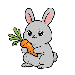 Obraz premium Adorable bunny holding a carrot, perfect for children's celebrations and playtime, Easter 