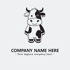 Cow illustration black and white for logo company vector image
