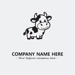 Cow illustration black and white for logo company vector image
