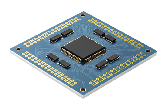 Central processing unit cpu microchip technology on transparent background