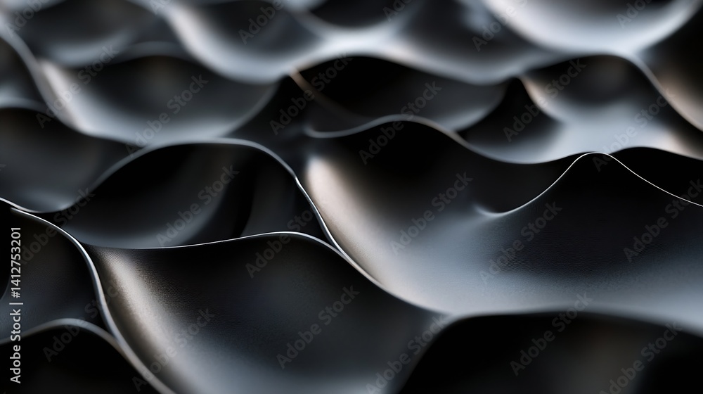 Fototapete Waves of smooth black fabric creating a modern and elegant texture : Generative AI