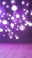 Fototapeta premium Illuminated Globe Light Bulbs Suspended from Ceiling in Purple Room