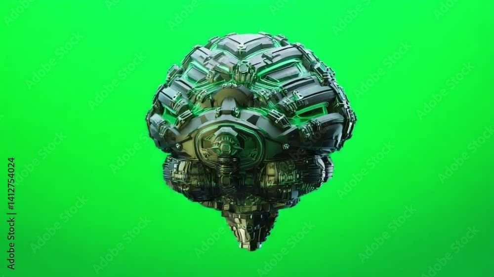 Poster an ai concept brain formed by interconnected particles and virtual light streams, centered on isolat