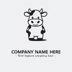 Cow illustration black and white for logo company vector image
