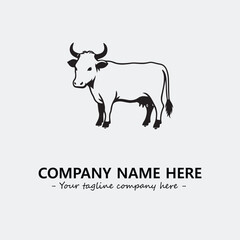 Cow illustration black and white for logo company vector image
