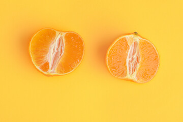 high angle view of sliced clementine orange