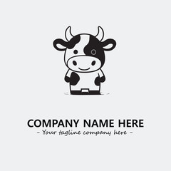 Cow illustration black and white for logo company vector image
