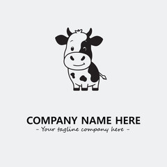 Cow illustration black and white for logo company vector image
