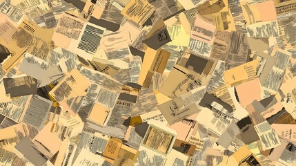 Abstract Collection of Layered Vintage Papers in Neutral Tones
