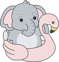 Cute Elephant vector icon. Funny baby Elephant animal series stock illustration. Life of fluffy Elephant designs.