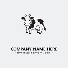 Cow illustration black and white for logo company vector image
