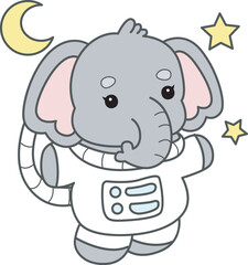 Cute Elephant vector icon. Funny baby Elephant animal series stock illustration. Life of fluffy Elephant designs.