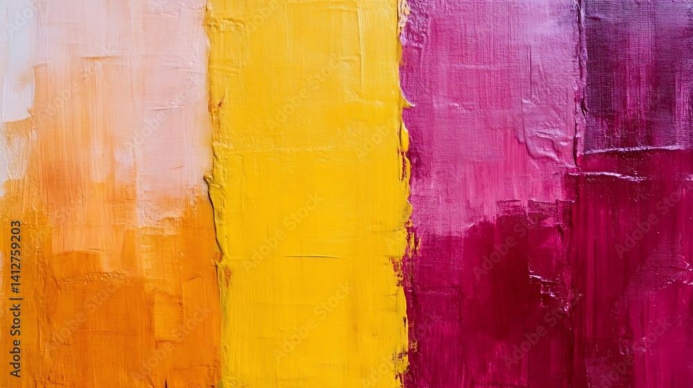 Aufkleber vibrant abstract colorful canvas painting with bold strokes in yellow and pink : generative ai