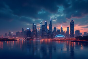 Naklejka premium Luxury city skyline with premium architecture and stylish lights