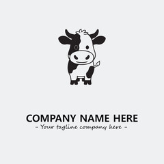 Cow illustration black and white for logo company vector image
