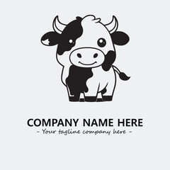 Cow illustration black and white for logo company vector image
