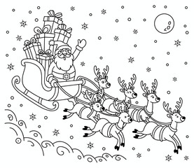 Obraz premium christmas, happy christmas, christmas coloring book, cute animal christmas coloring page, kids coloring, coloring page, coloring, cartoon, illustration, coloring book, vector, animal, drawing, sketch,