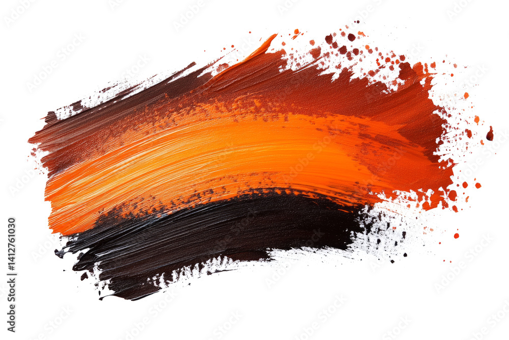 Poster bold brushstrokes of orange and brown paint create a dynamic abstract composition, perfect for addin