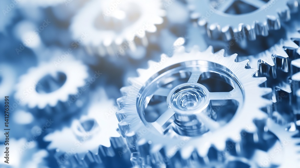 Fototapete close up view of intricate metal gears showcasing precision engineering and mechanical design : gene