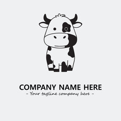 Cow illustration black and white for logo company vector image
