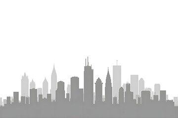 Grayscale High-Rise City Skyline with Clean Minimalist Style