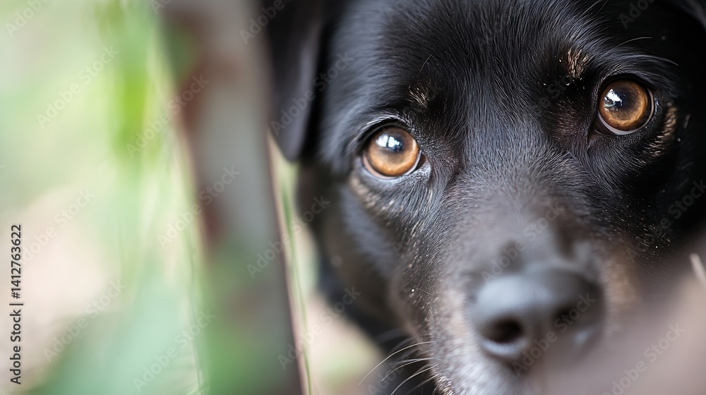 Poster close up of a beautiful dog with expressive eyes in natural setting : generative ai