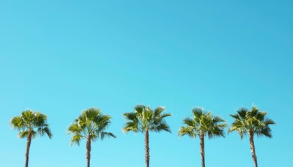 Obraz premium Palm trees against a clear blue sky
