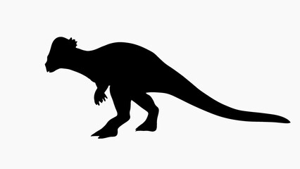 Silhouette of a Pachycephalosaurus on White Background