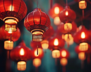 Obraz premium Red lanterns festive background