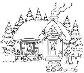 christmas, happy christmas, christmas coloring book, cute animal christmas coloring page, kids coloring, coloring page, coloring, cartoon, illustration, coloring book, vector, animal, drawing, sketch,