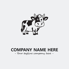 Cow illustration black and white for logo company vector image
