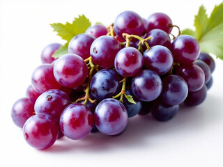 Fototapeta premium Juicy Red Grapes: Fresh Bunch with Vibrant Green Leaves