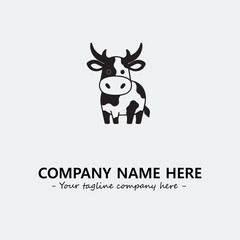Cow illustration black and white for logo company vector image
